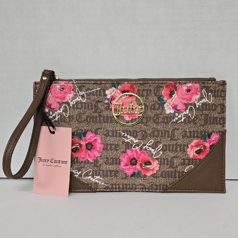 Juicy Couture Petal Stat Chestnut Crown Wristlet 10"X6"